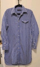 Polo Ralph Lauren Blue Pinstripe Long Sleeve Xtra-Long Shirt Dress Size Large
