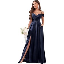 Color: Navy Blue 94, Size: US24W - One-shoulder Off-the-shoulder Bridesmaid Dres