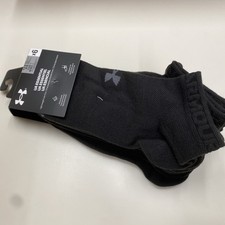 New UNDER ARMOUR UA Essential 6 Prs Men's 8.5-13 Black / Gray Logo Low Cut Socks