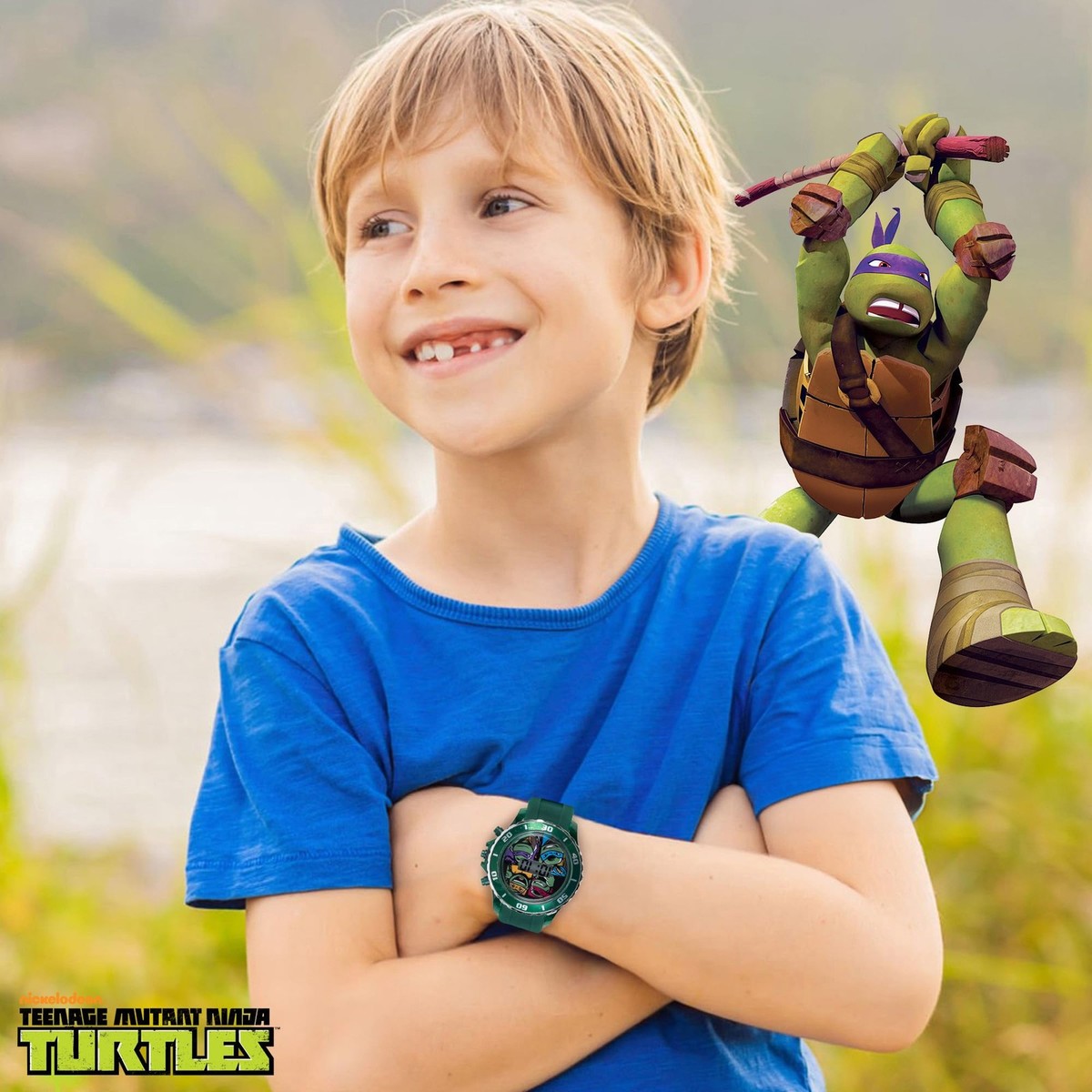 おねむのタコくんJr.(キルトグレー×ミントグリーン) Nickelodeon Kids' TMN4008 Teenage Mutant Ninja Turtles Watch With