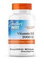 Doctor's Best - Vitamin D3 50 mcg 2000 IU 180 Softgels Exp 04/2028