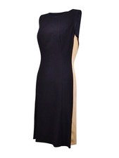 Lauren Ralph Lauren Women's Pleather-Sides A-Line Dress (2, Black/Nude)