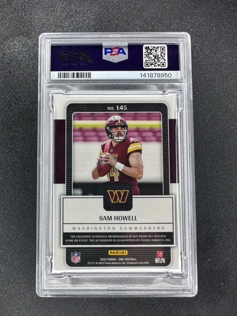2023 PANINI ONE SAM HOWELL RPA RC NIKE PATCH AUTO PSA 7 S2SP 2/5 SWOOSH POP 1! view 2