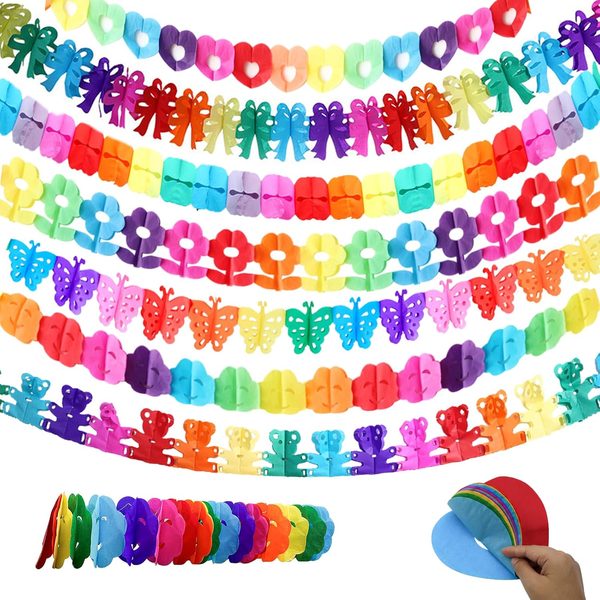 Bunt Girlande Papier Deko 7 StüCk VierbläTtriges Kleeblatt Girlanden, 3 M-image