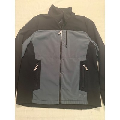 Gap Mens Softshell Jacket Black Grey Full Zip Fleece Lined Colorblock Large
