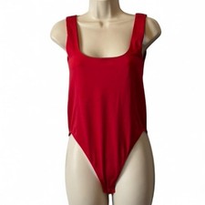 A New Day Red Square Neck Bodysuit, Women's Size S