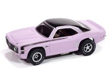 AUTO WORLD 1969 CHEVY CAMARO ORCHID BLACK X-TRACTION HO SLOT CAR