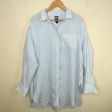 Gap Womens Linen Tunic Shirt Dress Size Large Button Up Coastal Beach Preppy