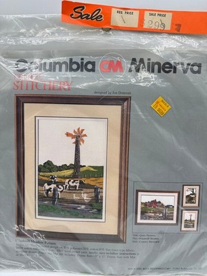 Columbia Minerva Windmill Meadow Crewel Embroidery Kit 9x12 Kit #7511 on
