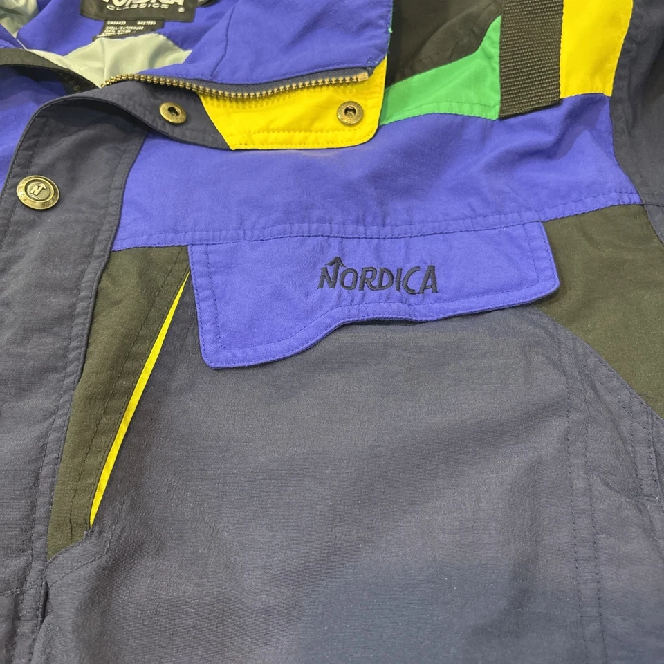 Casaco masculino vintage década de 1990 Nordica Classics esqui snowboard com capuz XL núcleo de esqui - Imagem 2 de 4