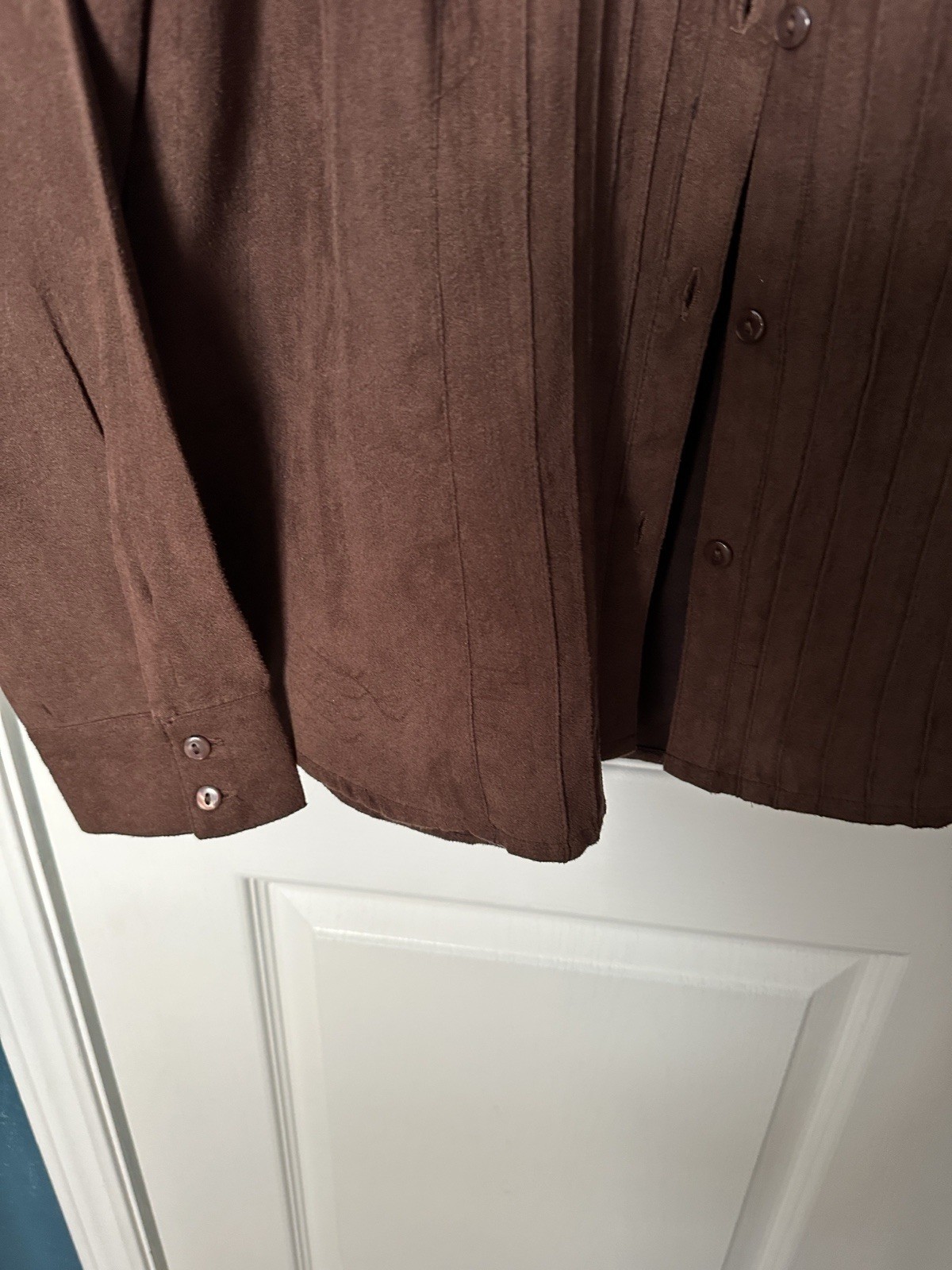 Basic Editions Brown Polyester Pleated Button Fro… - image 4