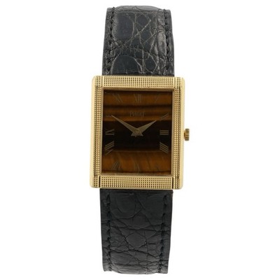 Piaget Tigers Eye Dial 18k Yellow Gold 23x28mm Manual Wind Men s Watch 9151