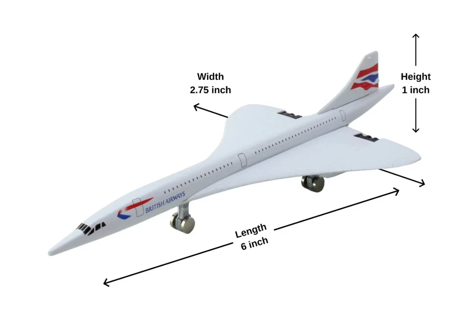 British Airways Concorde Miniature Toy Aircraft Airplane 2.75" Wingspan Die-cast - Image 3 of 3