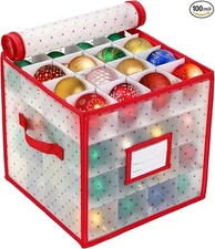 Sattiyrch Clear Plastic Christmas Ornament Storage Box with Zippered Closure -