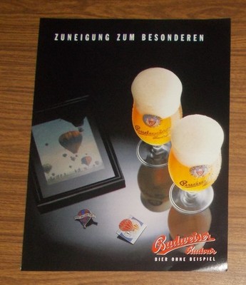 Seltene Werbung BUDWEISER Bier - Zuneigung zum Besonderen - Heißluftballon 1991