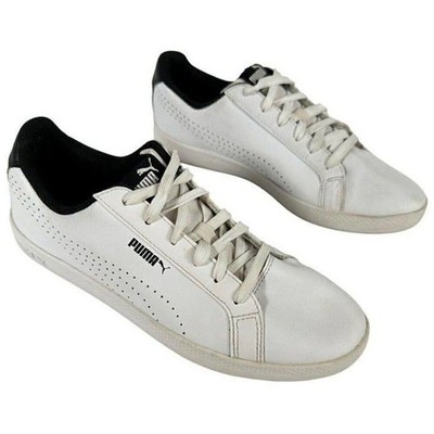 PUMA Women's Sneakers Size 8.5 Smash WNS  363724 03 Perf Lace Up White Navy Blue