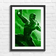 Flying Iron Man Repulsor Beam Green Framed Wall Art Print Large Picture Home