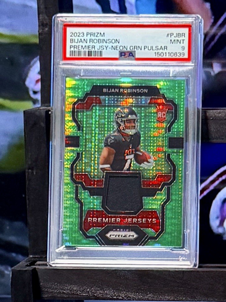 Bijan Robinson Rookie Patch 2023 Prizm Premier Jerseys Game Worn PSA SCG Low Pop