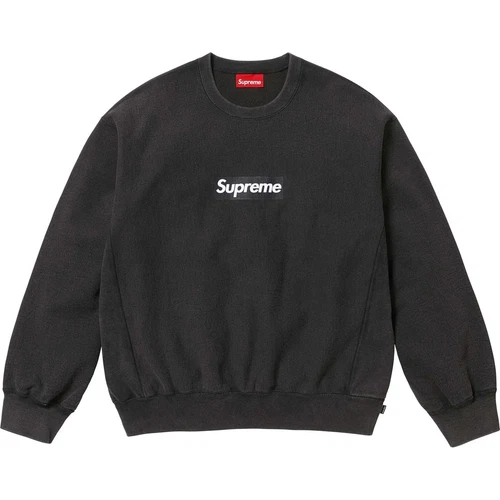 Logo Supreme boîte lavée col rond noir XXL SS25