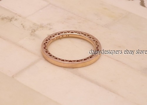 NUEVO Anillo Apilable Pandora Clásico Corazones Rosa 186237 54 7 Retirado - Imagen 3 de 4
