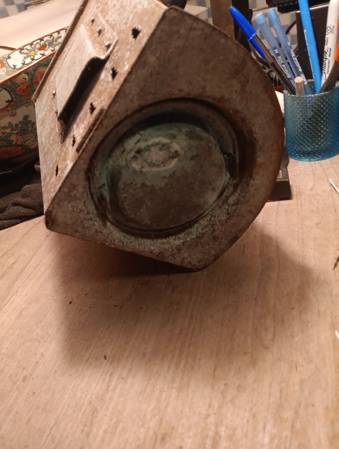 Antique  Corner Nautical  Lantern Red Lens / Burner