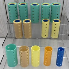 VTG Nesting Barrel Hair Rollers Colorful Perforated Plastic Curlers Lot Of 44