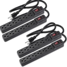 6 Outlet Heavy Duty Power Strip Surge Protector, 2FT Power Cord/14AWG/1875W