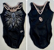 OU University of Oklahoma GK ELITE Gymnastics LEOTARD Sooner ATHLETE WORN Sz: AS