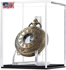 Pocket Watch Display Case Display Stand Cube Holder Clear Acrylic Box Protected