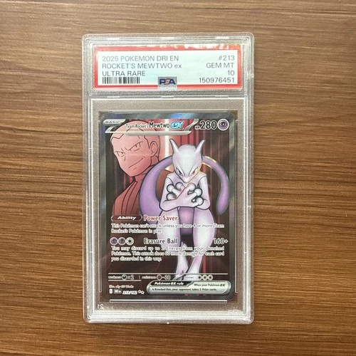 2025 POKEMON DRI EN-DESTINED RIVALS TEAM ROCKET'S MEWTWO EX 131/182 UR PSA 10