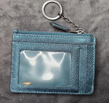 COACH Pebble Leather Mini Skinny Id Case/Card Key Metallic 