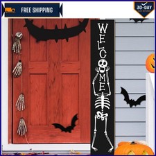47.2" Skull Wooden Halloween Porch Sign - Boo Welcome Plaque for All Seasons