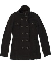 Hurley Womens Pea Coat Uk 12 Medium Black Cotton Ur02
