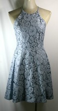 Lace fit & flare dress, cotton bend, sleeveless, corn blue, size S, made in USA