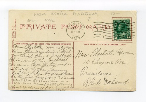 Vapor en camino, Canadá, Cabo Bretón, Baddeck, postal de 1912, msg, caballo lento - Imagen 2 de 2