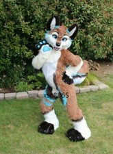 Long Fur Husky Dog Fox Mascot Costume Fursuit Halloween Suit Cosplay 448