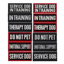 Service Dog Vest Patches Hook & Loop Badge Training Therapy Emotional Support