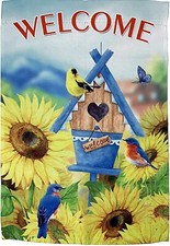 Sunflowers  Birds Welcome Garden Flag   12" x 18", Double Sided, 4th of July