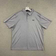 Under Armour Polo Shirt Mens 2XL Loose Fit Gray Preppy Sports Golf Dad Casual