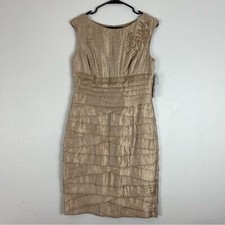 NWT Adrianna Papell Dress Champagne Metallic Size 8