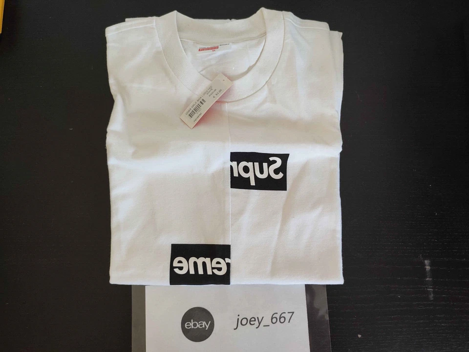 Supreme Comme des Garçons SHIRT Split Box Logo Tee White (FW18) - Medium - DS - Photo 1/4