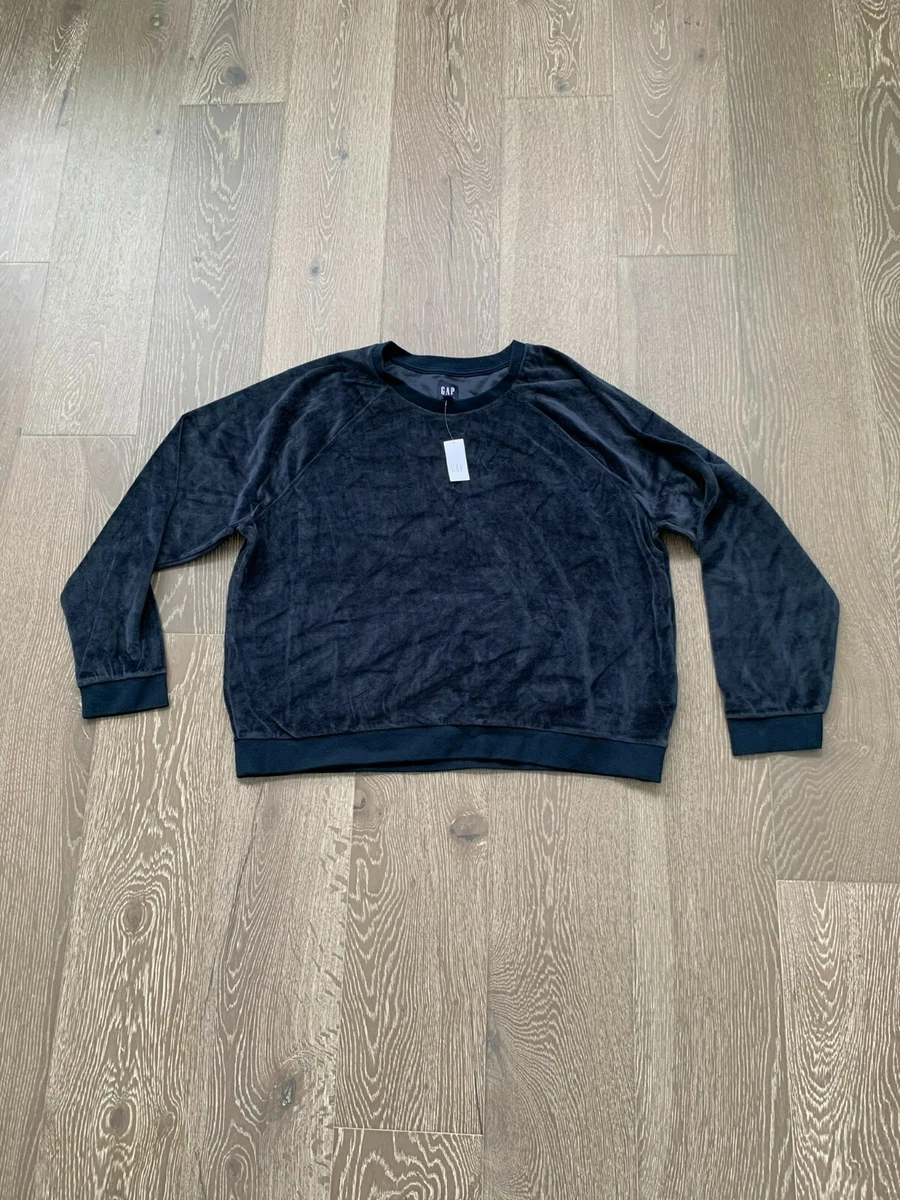 NWT Gap Velour Crewneck Sweatshirt XXL navy | eBay