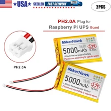 2x MakerHawk 3.7V 5000mAh LiPo Battery Rechargeable 1S 3C for Raspberry Pi Board