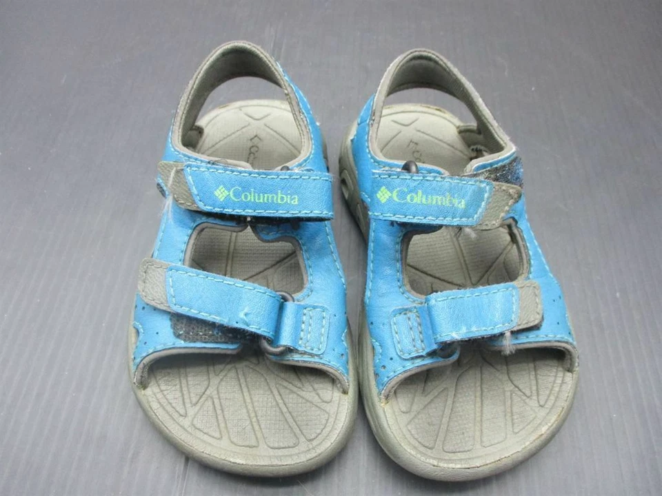Sandalias descalzas Columbia talla 8 bebé niño cuero PU azul 3B Foto 2 de 4