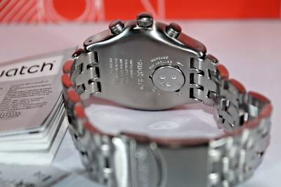New Swiss Swatch Irony SILVER AGAIN Chronograph Date Steel Watch