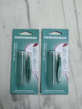 Tweezerman Green Tea Mini Slant Tweezer With Travel Case Pocket Size Lot of 2