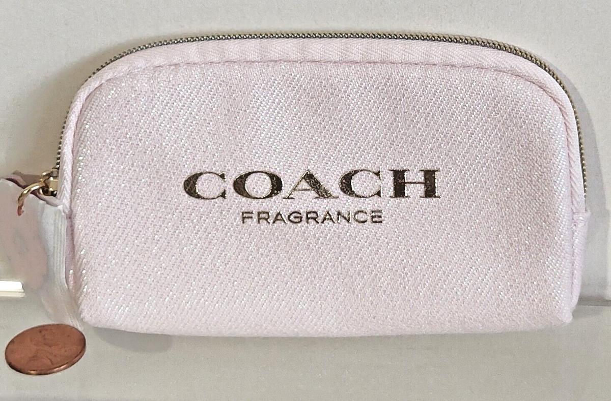 COACH FRAGRANCE Mini COIN COSMETIC Pink Sparkly GLITTER Bag FLOWER