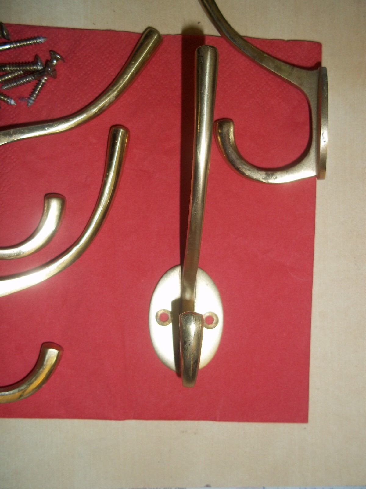 Solid brass double coat hanger hooks set of 4 used 5in eBay