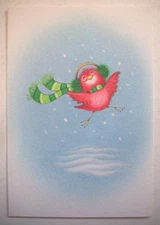 6 Happy baby cardinal earmuffs scarf unused Christmas greeting cards Hallmark 