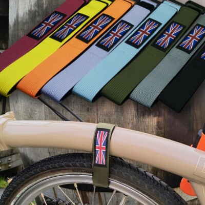 Klettband Fixiergurt Haltegurt für Brompton Faltrad, Rahmenfixierung, Union Jack